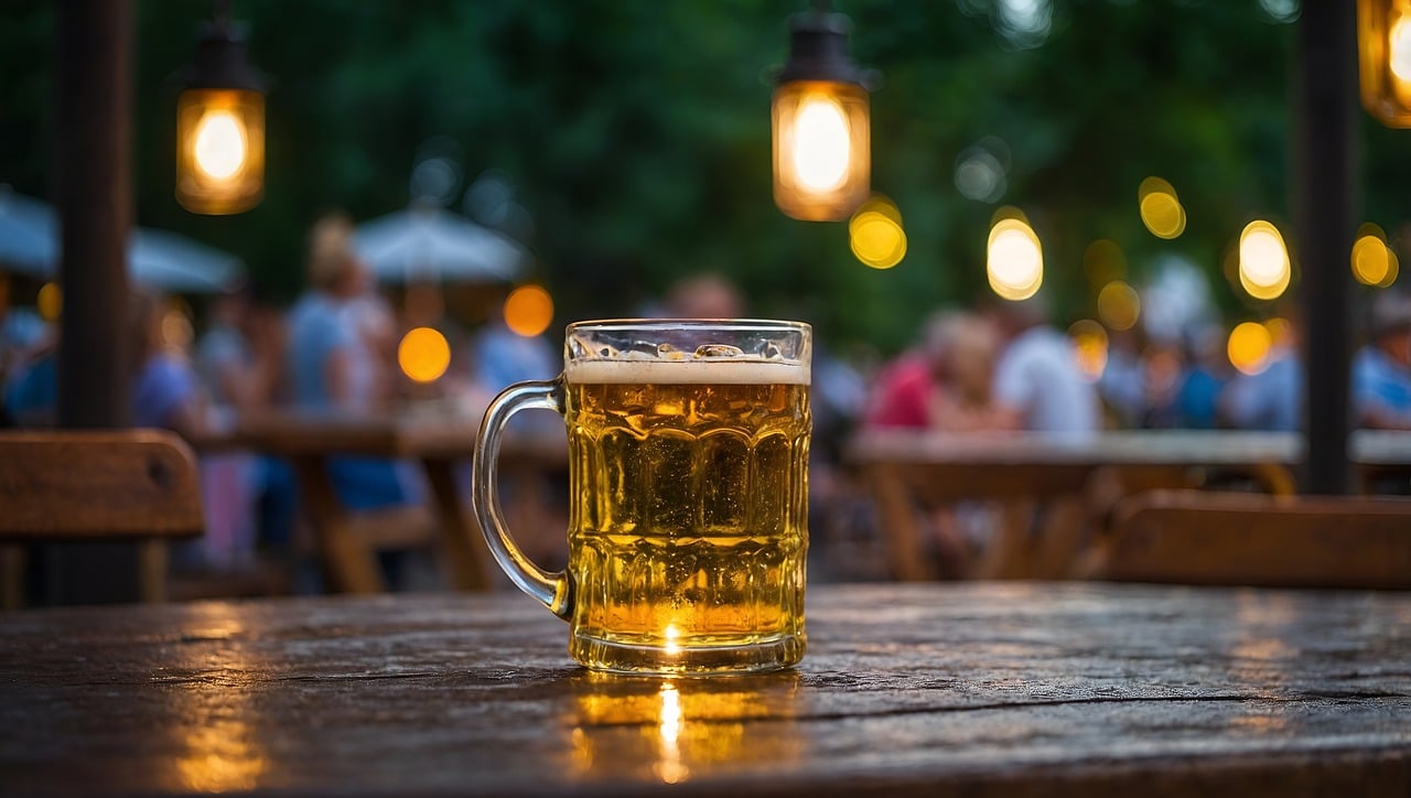 Bij regen doet ook wijn het goed in Duitse biergartens